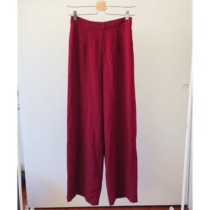 Red high rise wide leg pants